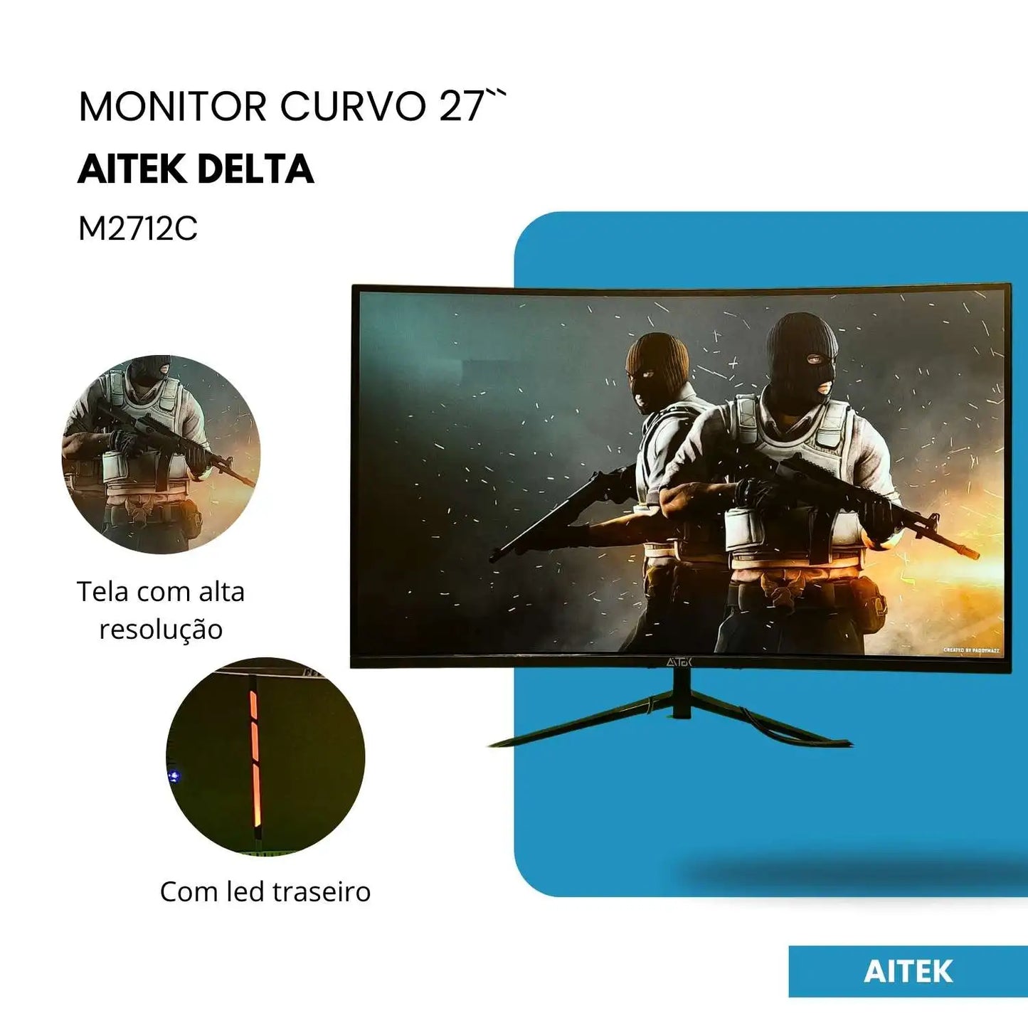 Monitor Curvo 27 Polegadas 165Hz 1ms Resolução Full HD Preto HDMI - Design Ergonômico