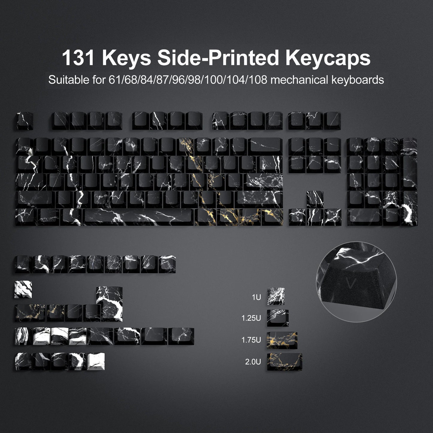 136 teclas topográficas v3 3.0 impressão lateral pbt keycap retroiluminado