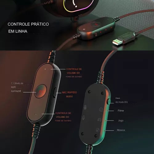 Fifine dinâmico rgb gaming headset com microfone