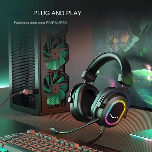 Fifine dinâmico rgb gaming headset com microfone